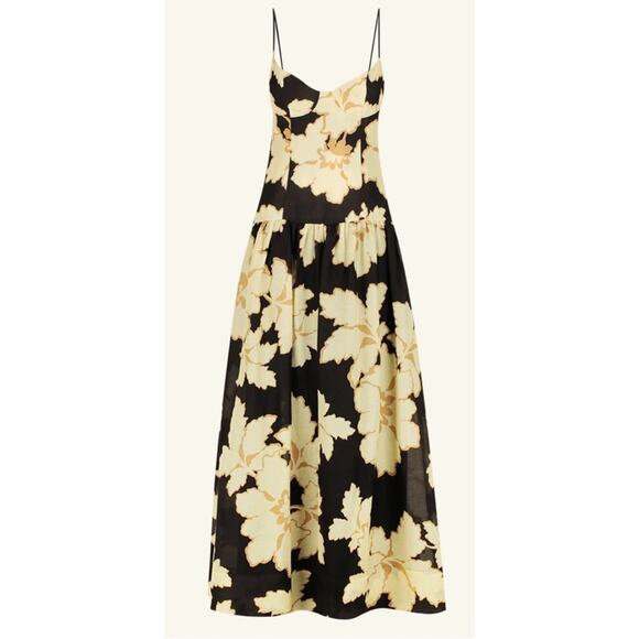 Shona Joy Lucia Bustier Floral Belted Black Maxi Dress Size 4 - Picture 3 of 9